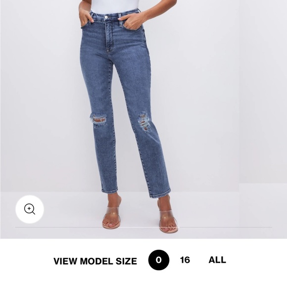 NWT Good American Good Waist Cropped Skinny High Rise Blue Distressed Size 2 - Picture 7 of 7